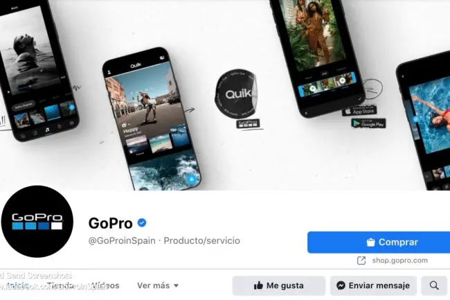 Perfil de GoPro de Facebook.