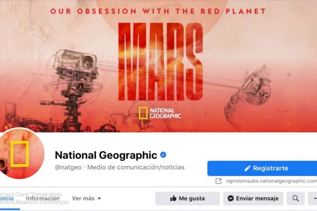 Perfil de Facebook de National Geographic.