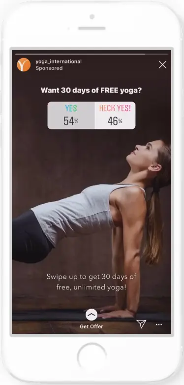 Campaña de Instagram ads de Yoga International.
