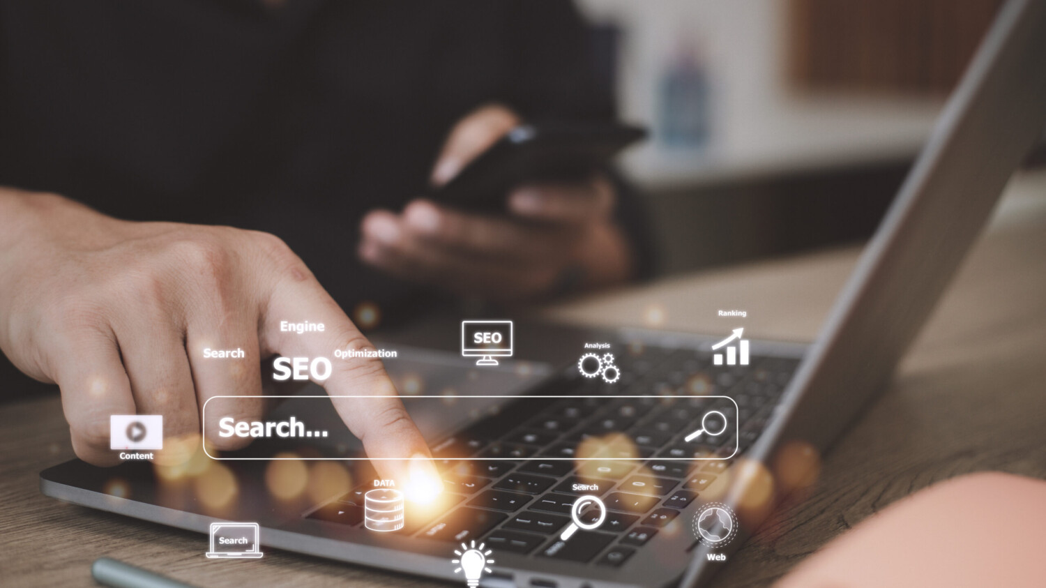 SEO. Search Engine optimization. Digital online marketing andInetrmet technology concept.